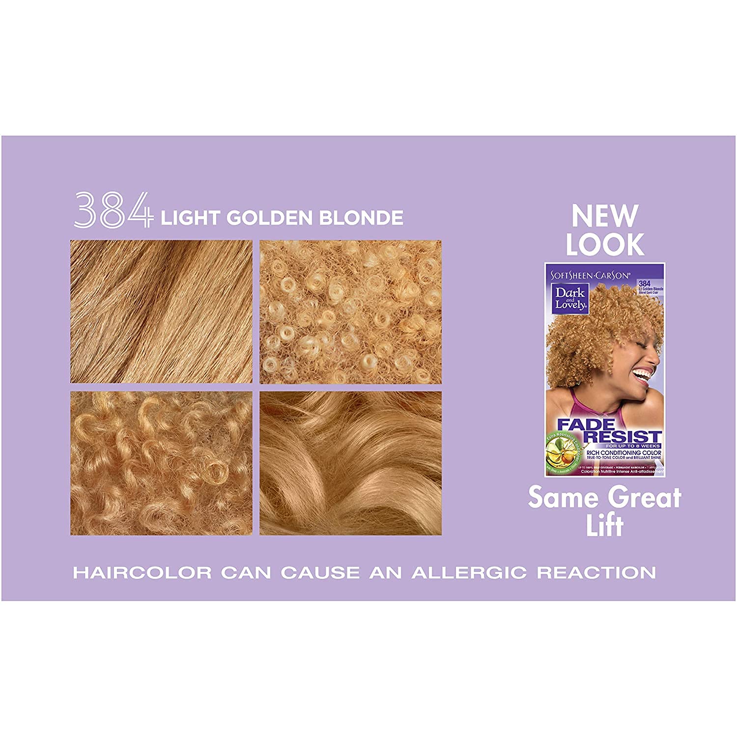 Dark and Lovely Fade Resistant Rich Conditioning Lightener, [384] Light Golden Blonde, 1 ea (Pack of 4)