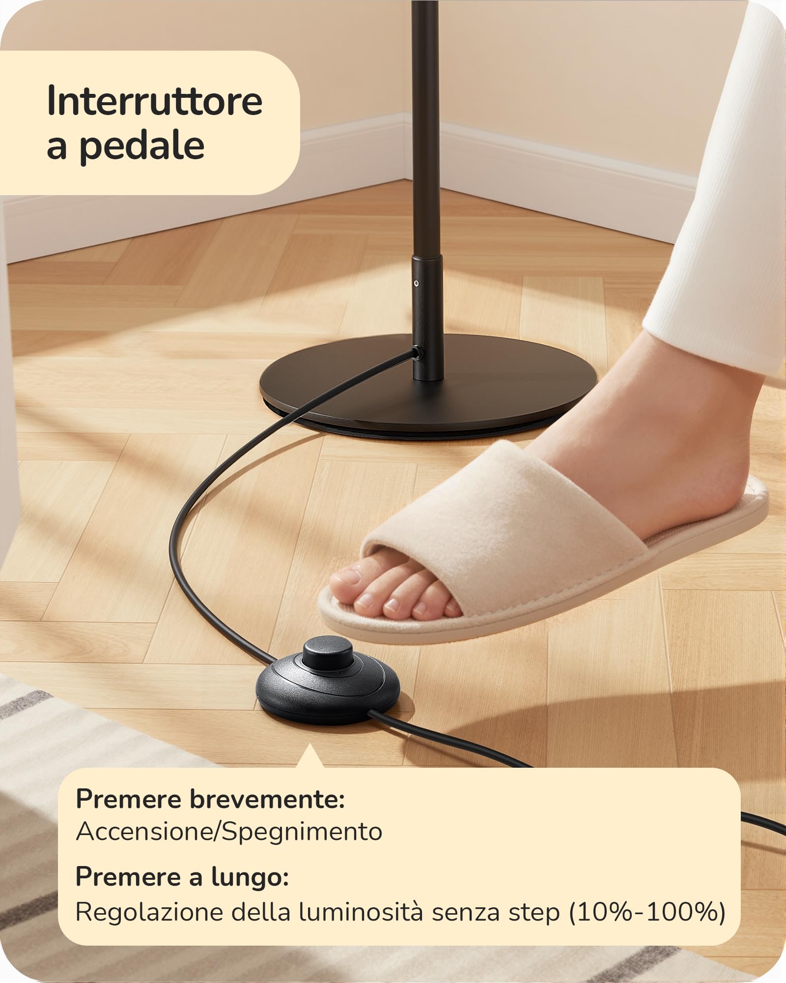 EDISHINE Lampada da Terra LED, Altezza Regolabile, 3000-6000K, Nero | 3 Temperature Di Colore & Dimmerazione Continua, Lampada Angolare Moderna Per Camera E Ufficio Fino A 152 cm