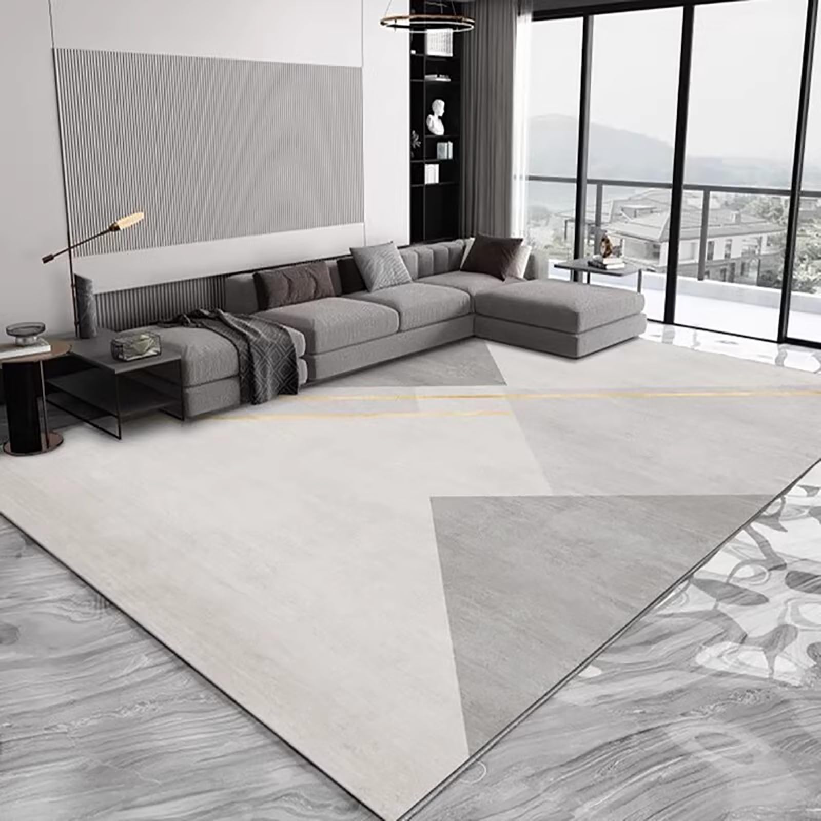 Tapis de bureau moderne avec lignes géométriques imprimées