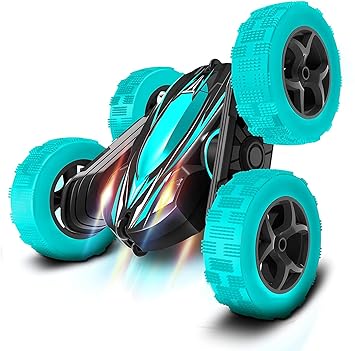Ascetic Double Sided 360 Degree Plastic Remote Control Rechargeable Stunt Car Toy With Led Lights For Kids (Multicolor)