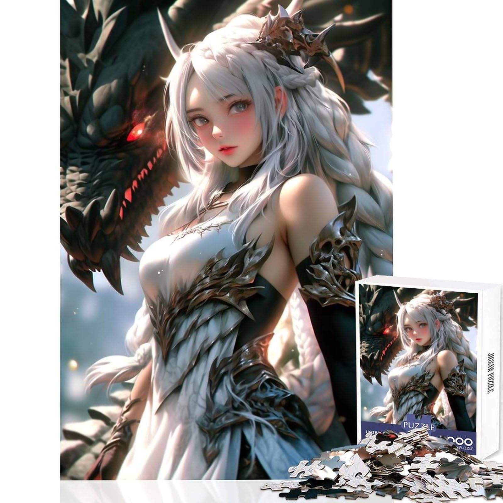 Magical Dragon Goddess Teenagers 1000 Pieces Puzzle Memory Fun Game Fine Cut Premium Finishing Engaging Way to Pass Free Hours 50x75cm