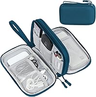 Vista 28 de FYY Organizador para cosas electrónicas, para viajes, para cables, cargadores, celular y auriculares, estuche portátil, impermeable, doble capa