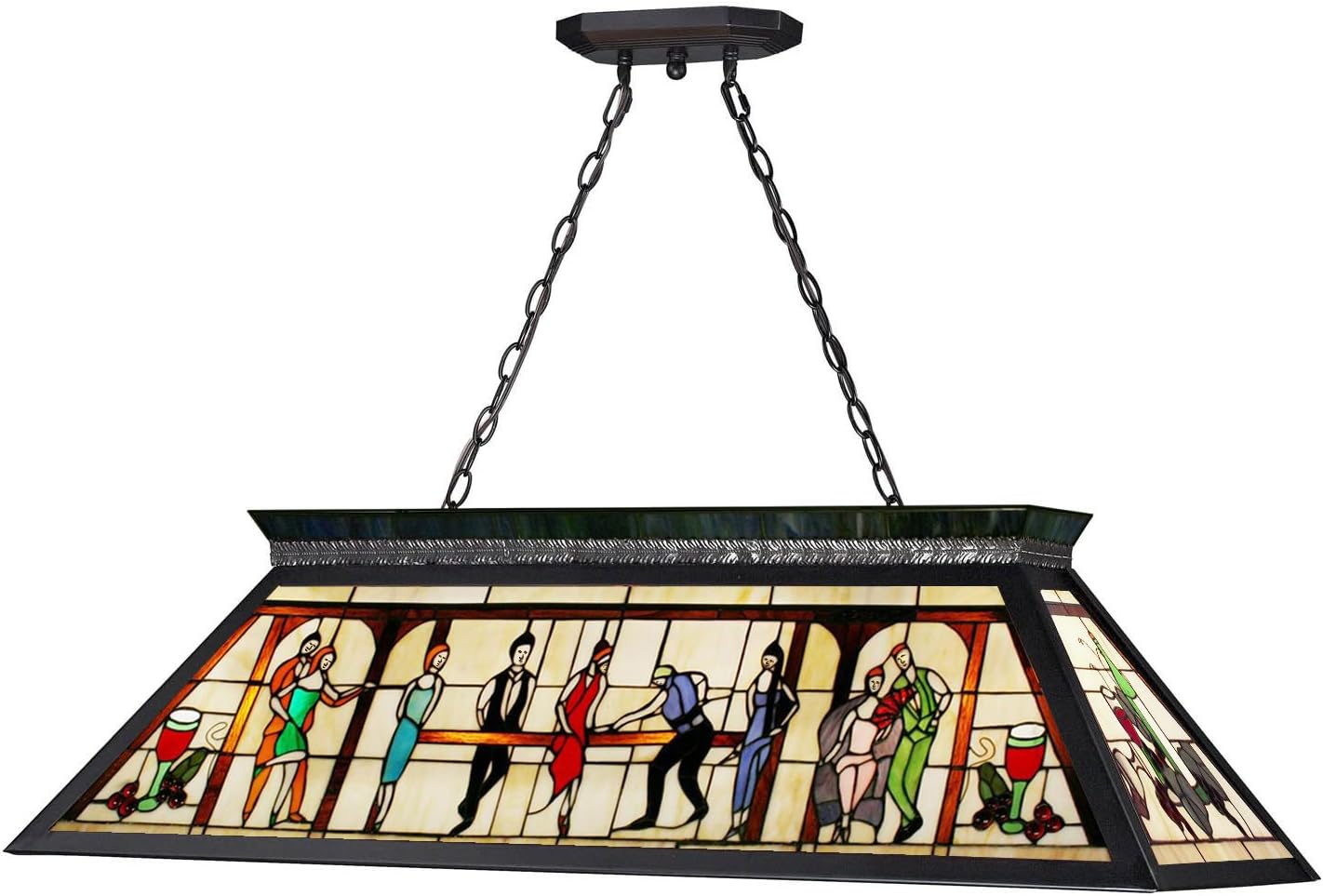 Z-Lite KD28 4-Light Billiard, Multi Colored Tiffany Shade