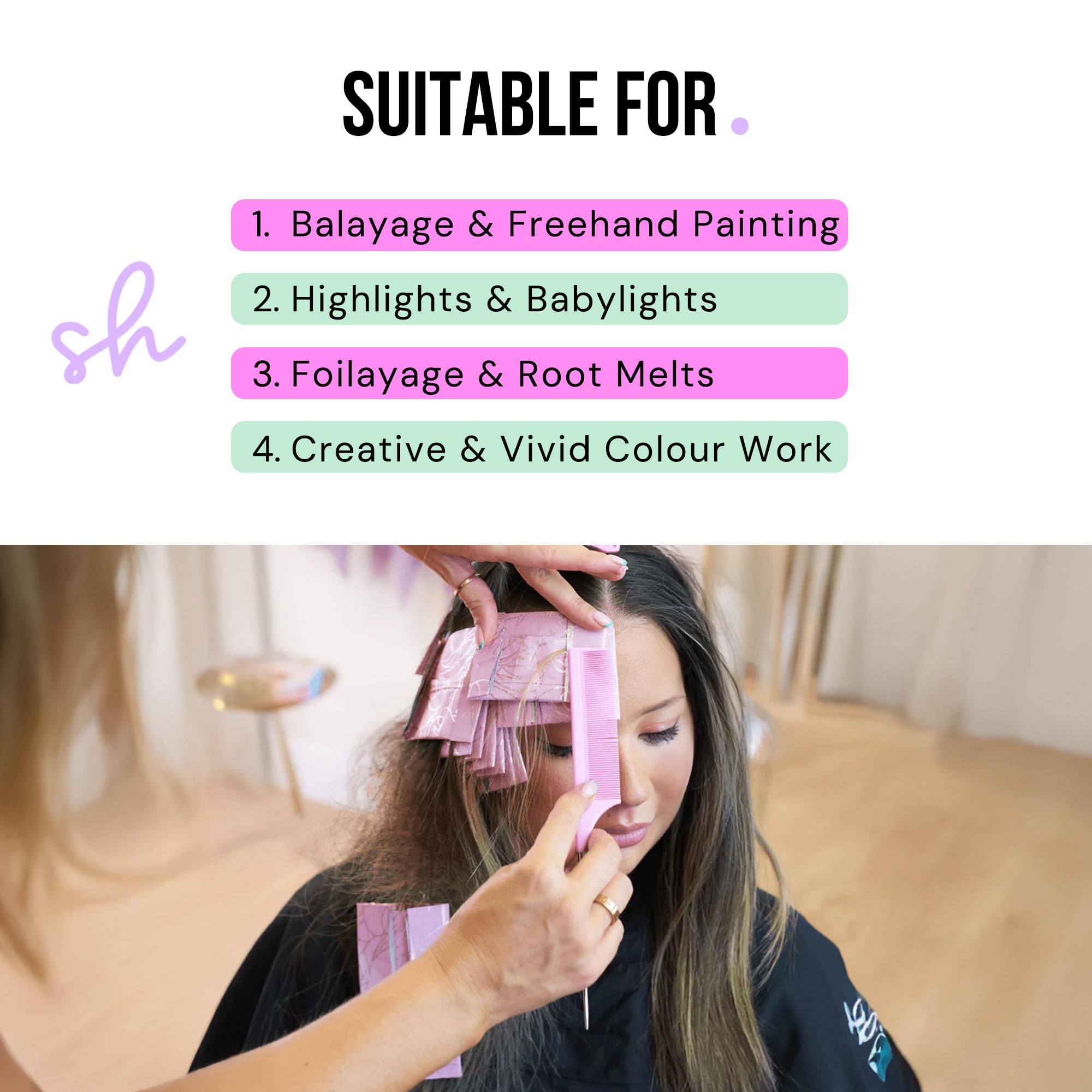Extra Wide Pop Up Hair Foil, Hairdressing Foil For Highlighting and Balayage, 500 Pre-cut & pre-folded 12.7cm x 27.9cm sheets, Embossed Foil with Pink Floral Print Design.