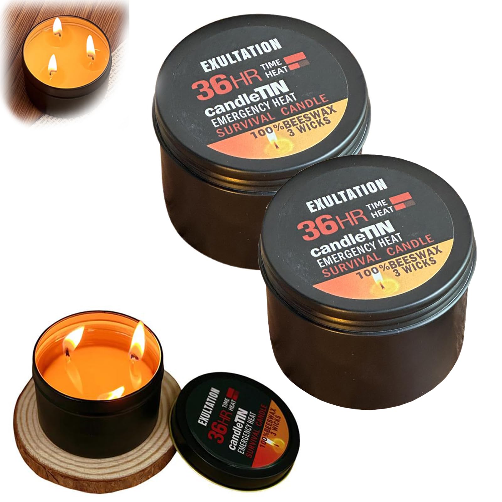 Emergency Survival Candles, 36 Hours Long Burning Survival Candles Soy Wax Candles for Power Outages Survival Outdoor, Jar Candle for Emergency Winter Storm Hunting Camp Essentials