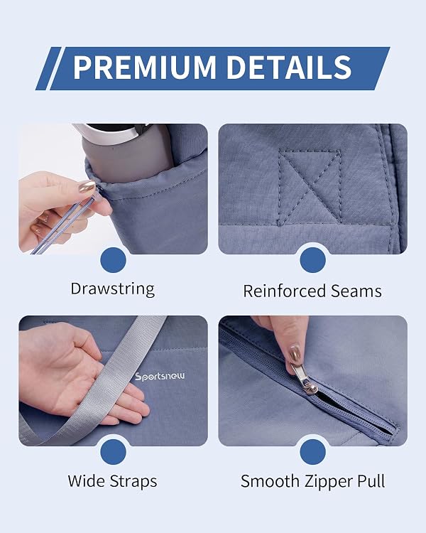 sportsnew Yoga Mat Bag Tote Yoga Gym Bags For Women Men with Waterproof Wet Pocket & Hook-and-loop, Quick Access Storage Yoga Mat Bag Carrier, Gray Blue by sportsnew - Image 8