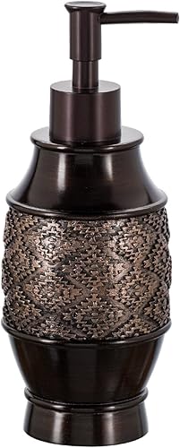 Creative Scents Dispensador de jabón marrón para baño, dispensador de loción decorativo con bomba a juego duradera para encimera, dispensador de