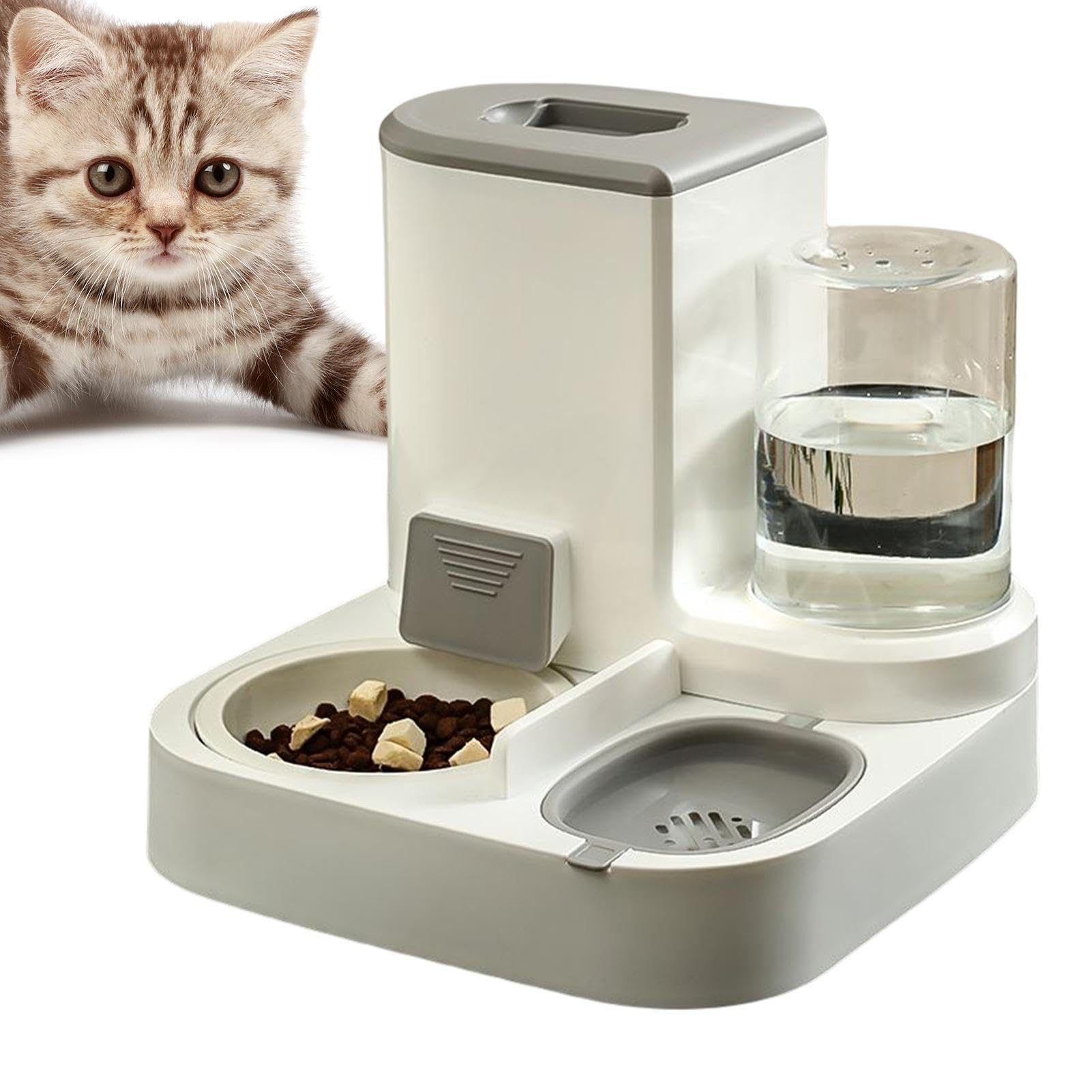 Alimentador y Bebedero para Mascotas 2 en 1 - Juego automático de Cuencos de Agua y Comida para Gatos - Alimentador automático para Gatos, dispensador de Agua para Mascotas, Bebedero automá