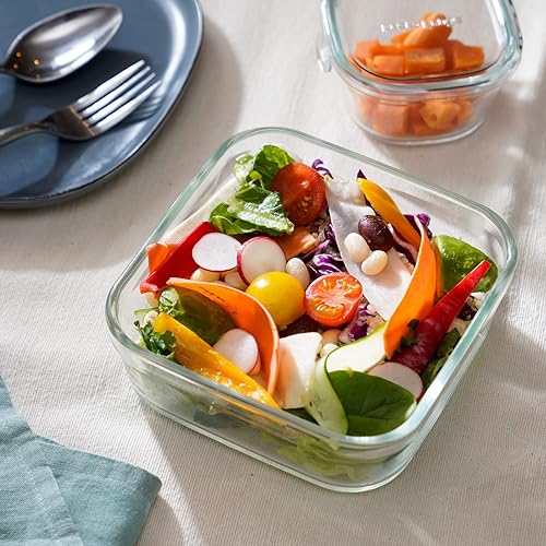 Miniatura 7 de iwaki PCPRN4GY21 Paquete & Range - Recipiente de almacenamiento de vidrio resistente al calor, gris frío, cuadrado, juego de 4