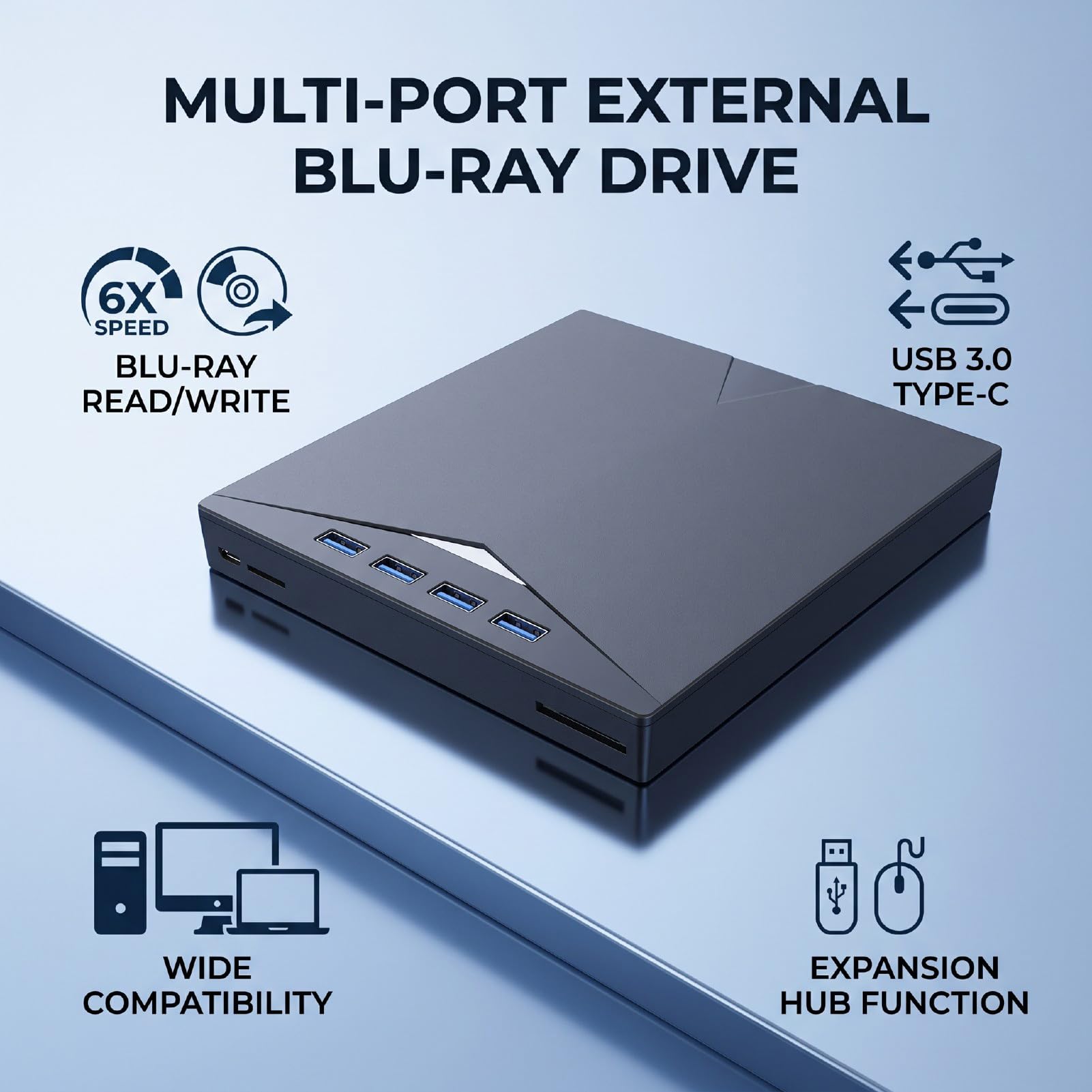 Tosuny Zewnętrzny Napęd Blu-ray CD DVD, Nagrywarka Dysków USB 3.0/USBC