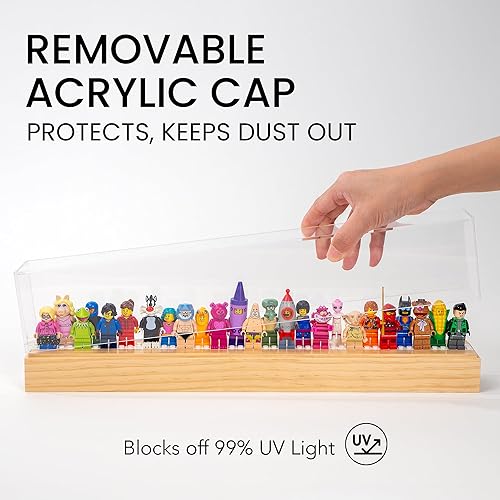 Miniatura 4 de Minifigure Vitrina con tapa de protección UV, mini estante de exhibición de figuras de acción, mini soporte de exhibición de figuras, caja de