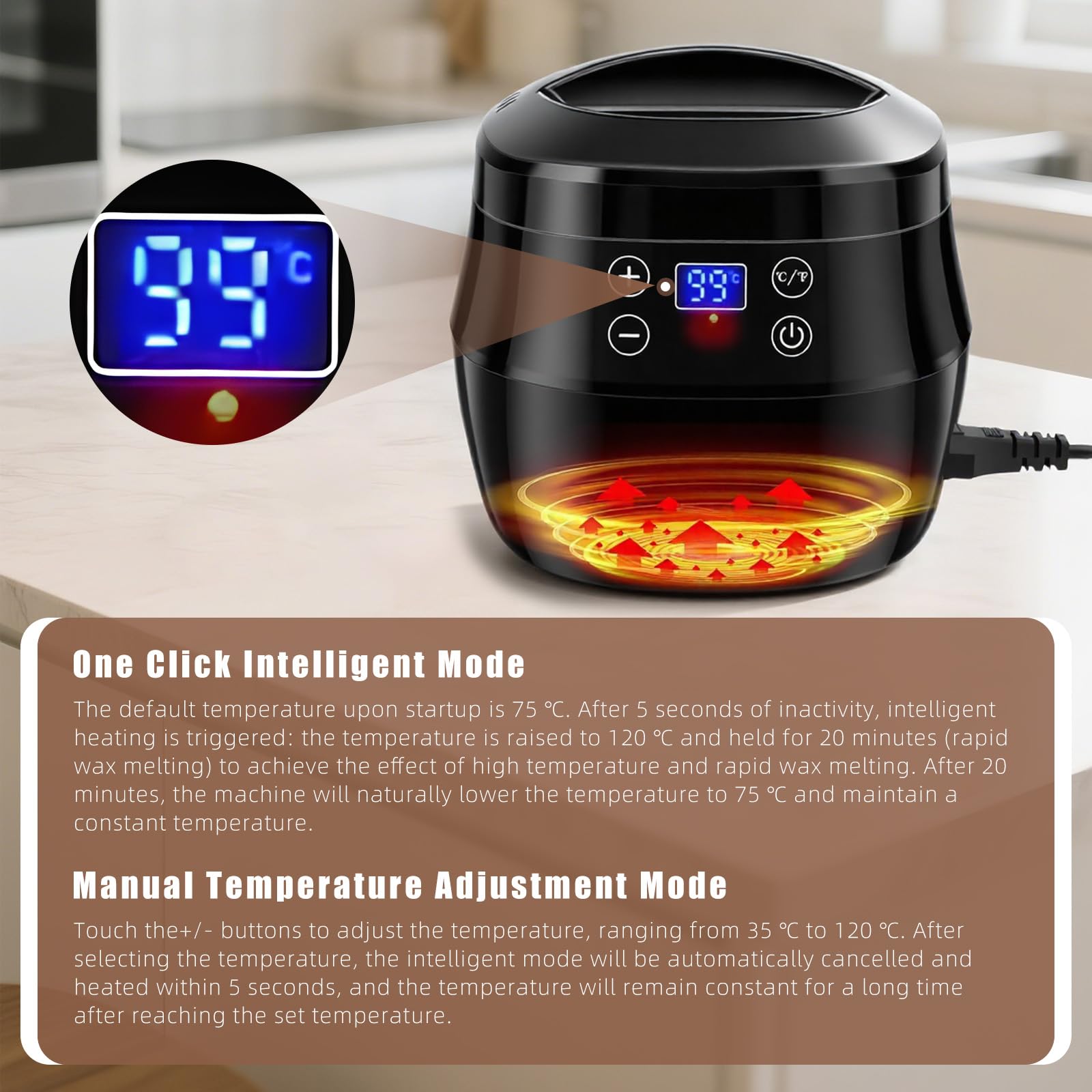 Turmegtt Fondeur de Cire Bougie 1L, pour Kit de Fabrication de Bougies | Chauffe Cire Bougie avec Affichage LED Et Température Réglable, avec Bec Verseur, Mèches, Autocollants Et Cuillère à Mélanger