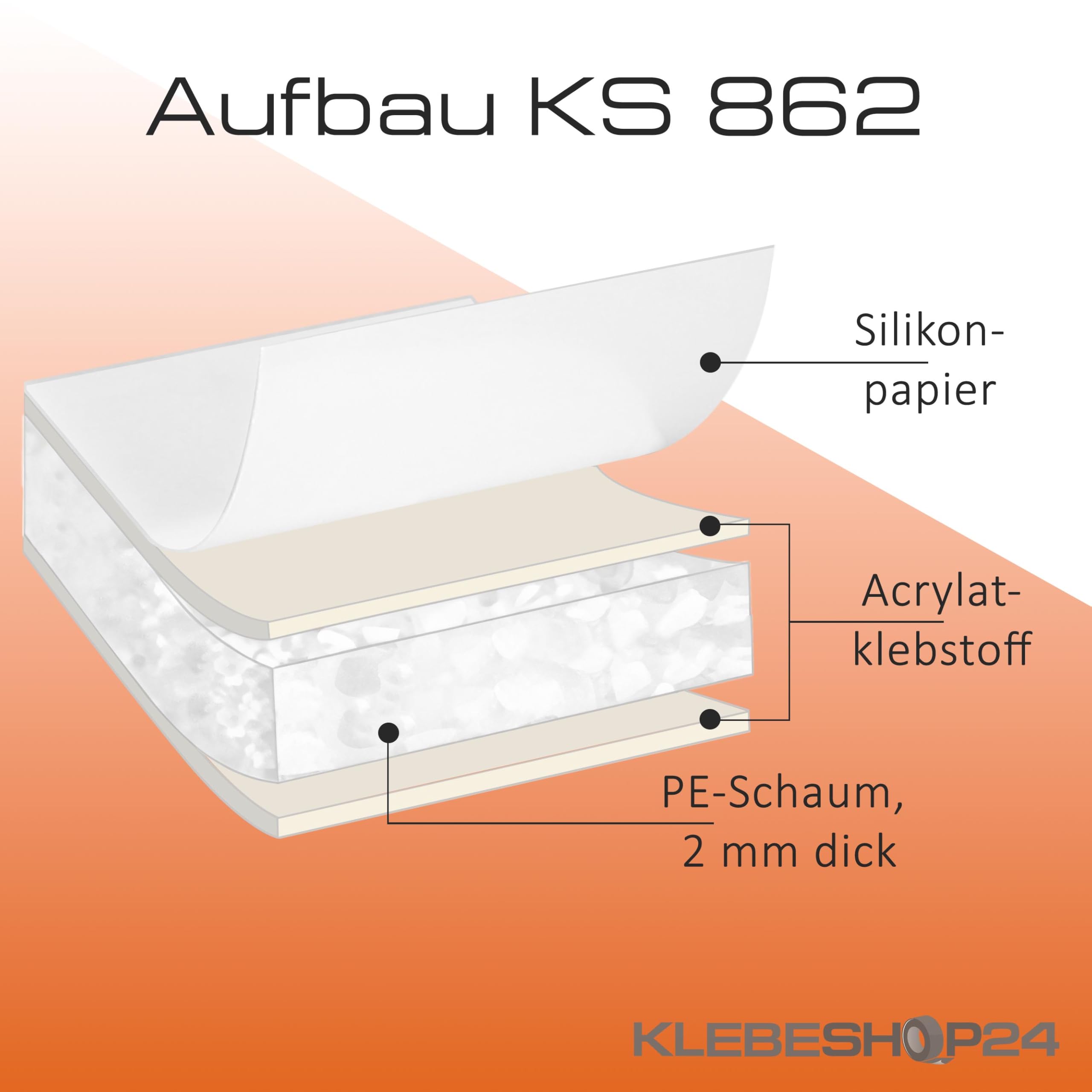 Klebeshop24 Montageklebeband doppelseitig 38 mm x 33 m auf Rolle | stark klebend, 2 mm dick, weiß