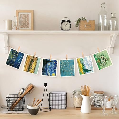 Miniatura 6 de Morigins Paños de cocina suecos para cocina, paquete de 6 paños de esponja de celulosa para pintura de Van Gogh, toallas de papel reutilizables, sin