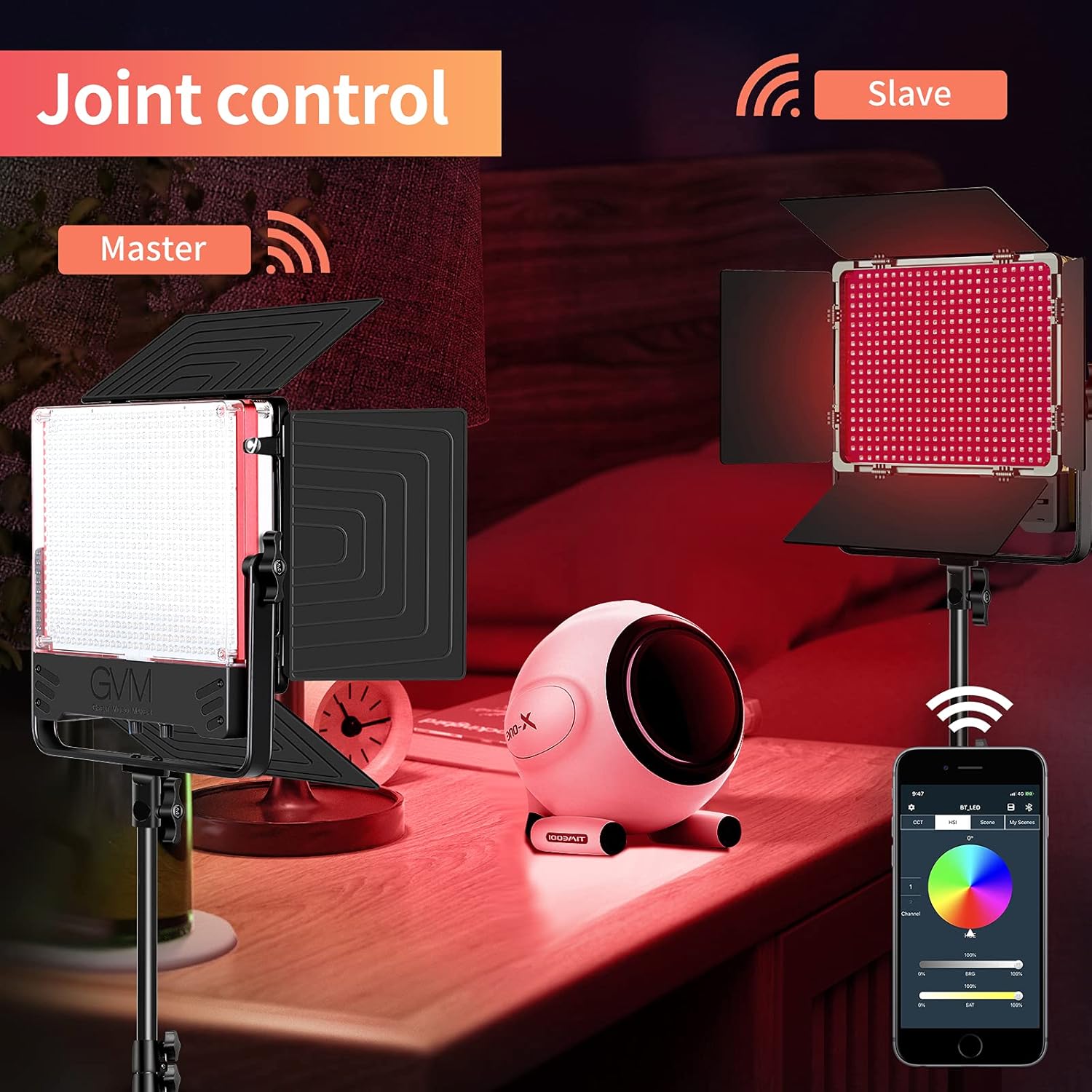 Best GVM Pro LED Video Light with Softboxes, RGB+Bi-Color Double Sided, Each Side 50W, Video Lighting Kit with Bluetooth Control, Led Panel Lights for YouTube, Studio, Broadcasting, Web Conference, 2 Packs