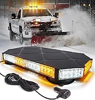 LUMENIX 56-LED Amber/White Roof Top Strobe Beacon Light Bar - Magnetic Emergency Flashing Hazard Lights for Trucks, Snowplows, Construction Vehicles