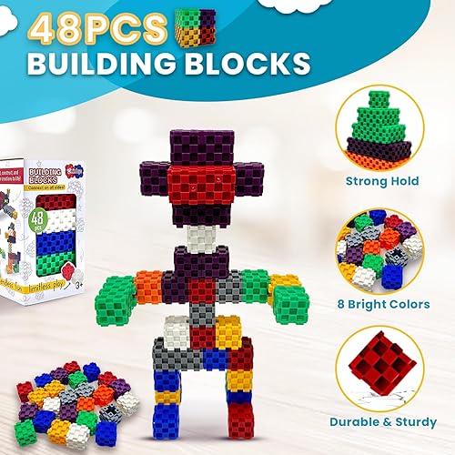 Miniatura 10 de Bloques de construcción de juguete para niños (96 piezas)  Juego de construcción STEM para niños y niñas de 3 a 12 años  Bloques de plástico