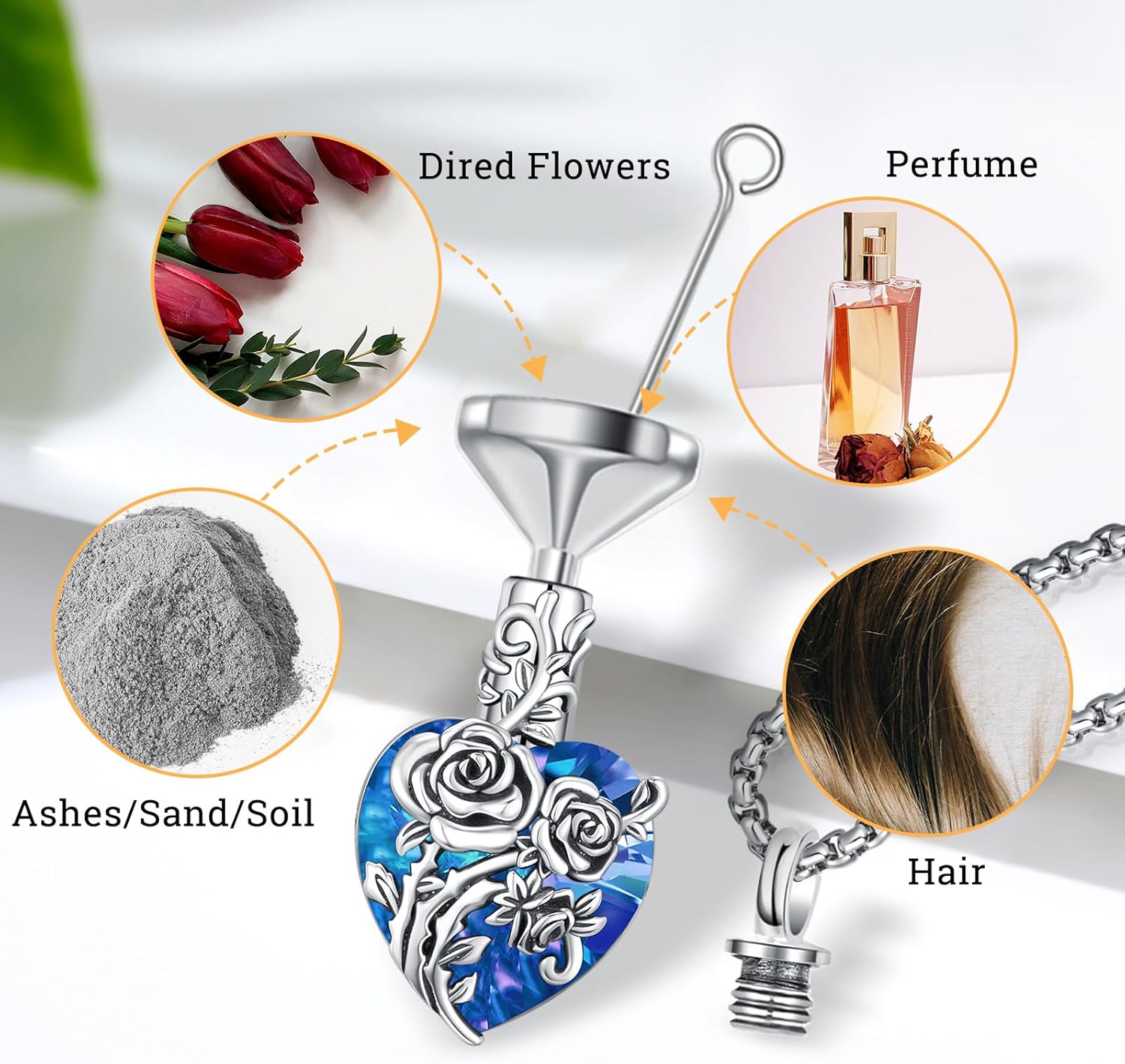 Urn Necklace for Ashes for Women/Men 925 Sterling Silver Cremation Jewelry w/Funnel Filler Memorial Jewelry Gifts - Image 4