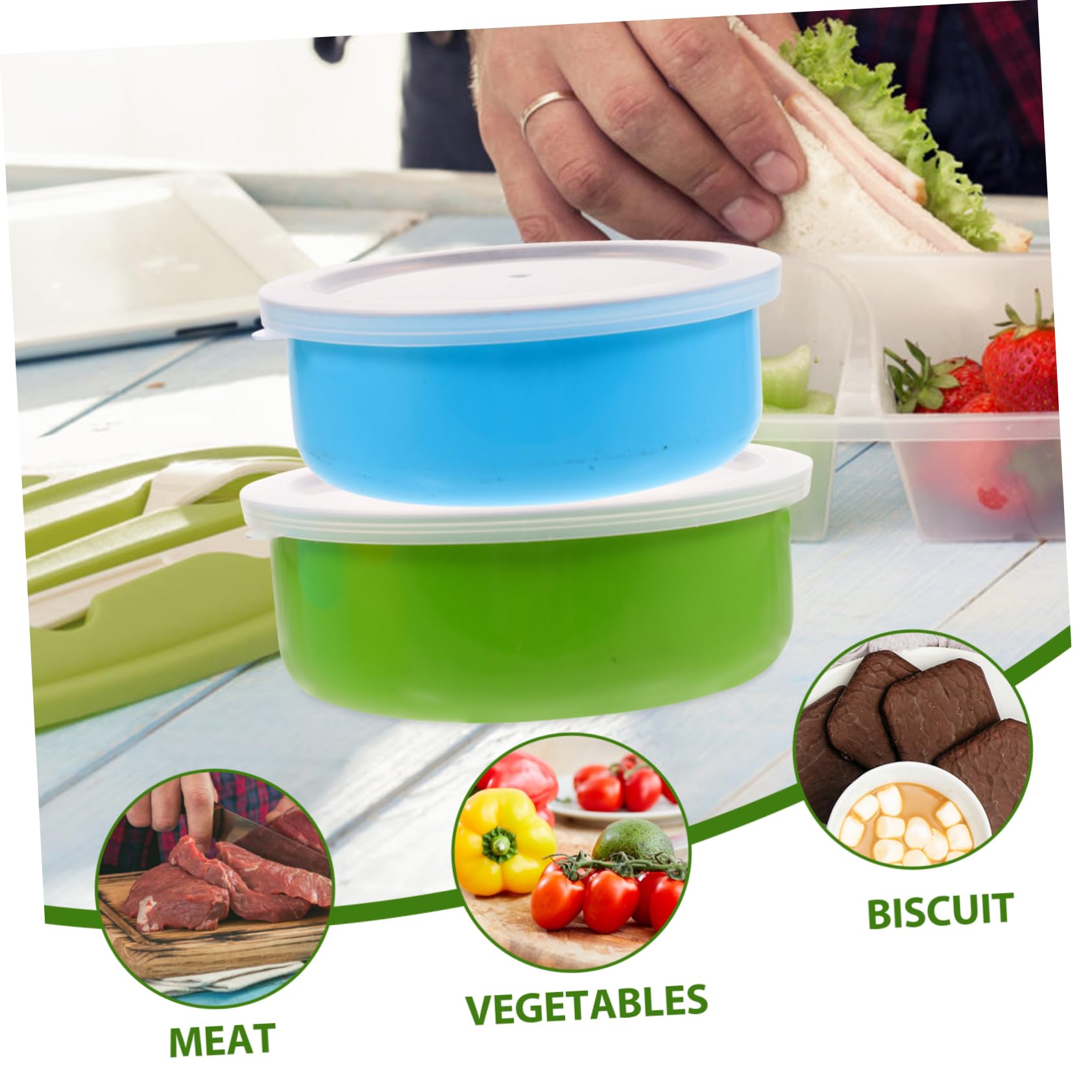 Juego De 5 Boles De Ensalada De Vidrio Rojo Con Tapa | Herméticos Para Almacenar | Apto Lavavajillas
