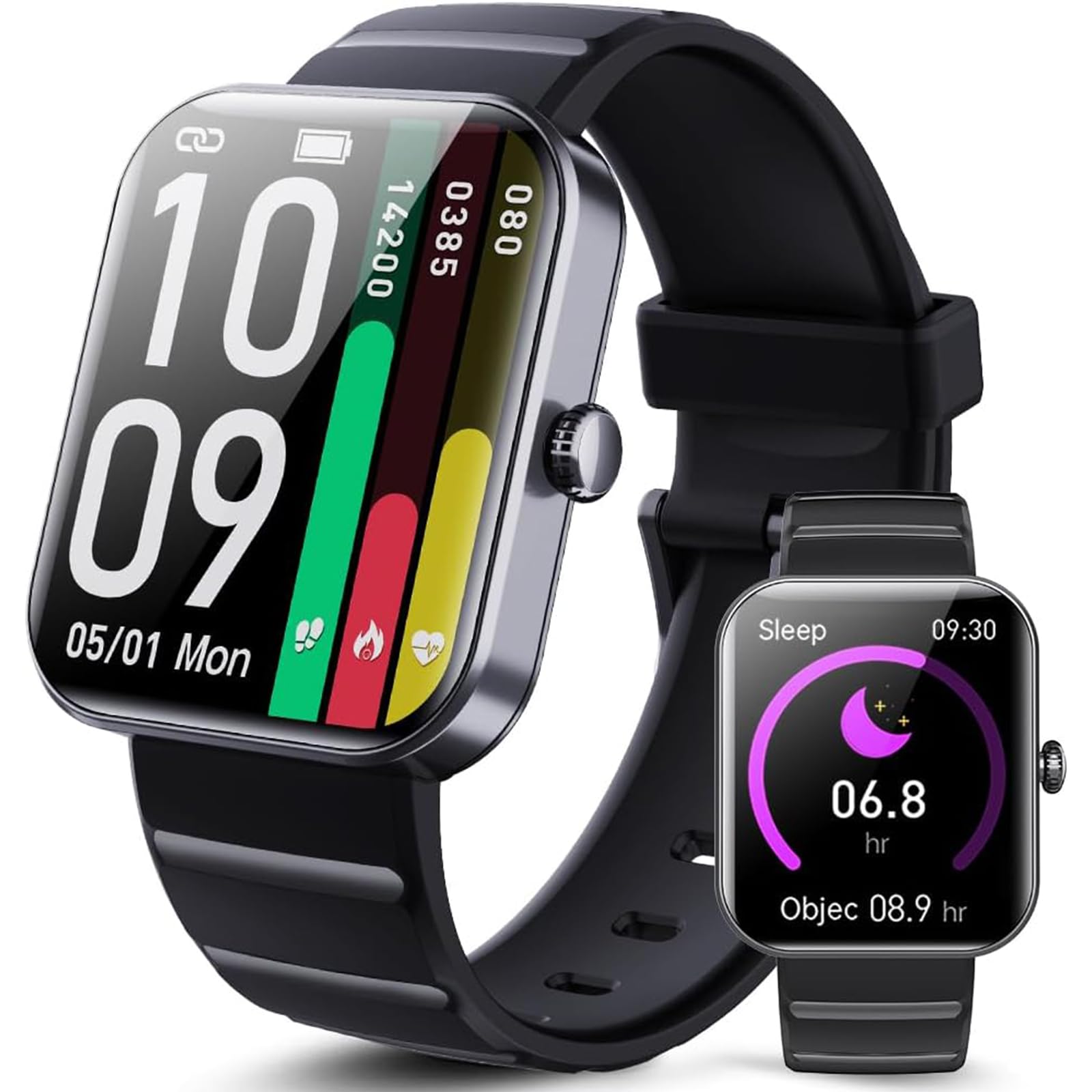 JUGEVI Smart Watches for Women Men, Smart Watch Fitness Sleep Tracker Heart Rate Blood Oxygen Blood Pressure Monitor 1.90" HD Screen IP67 Waterproof