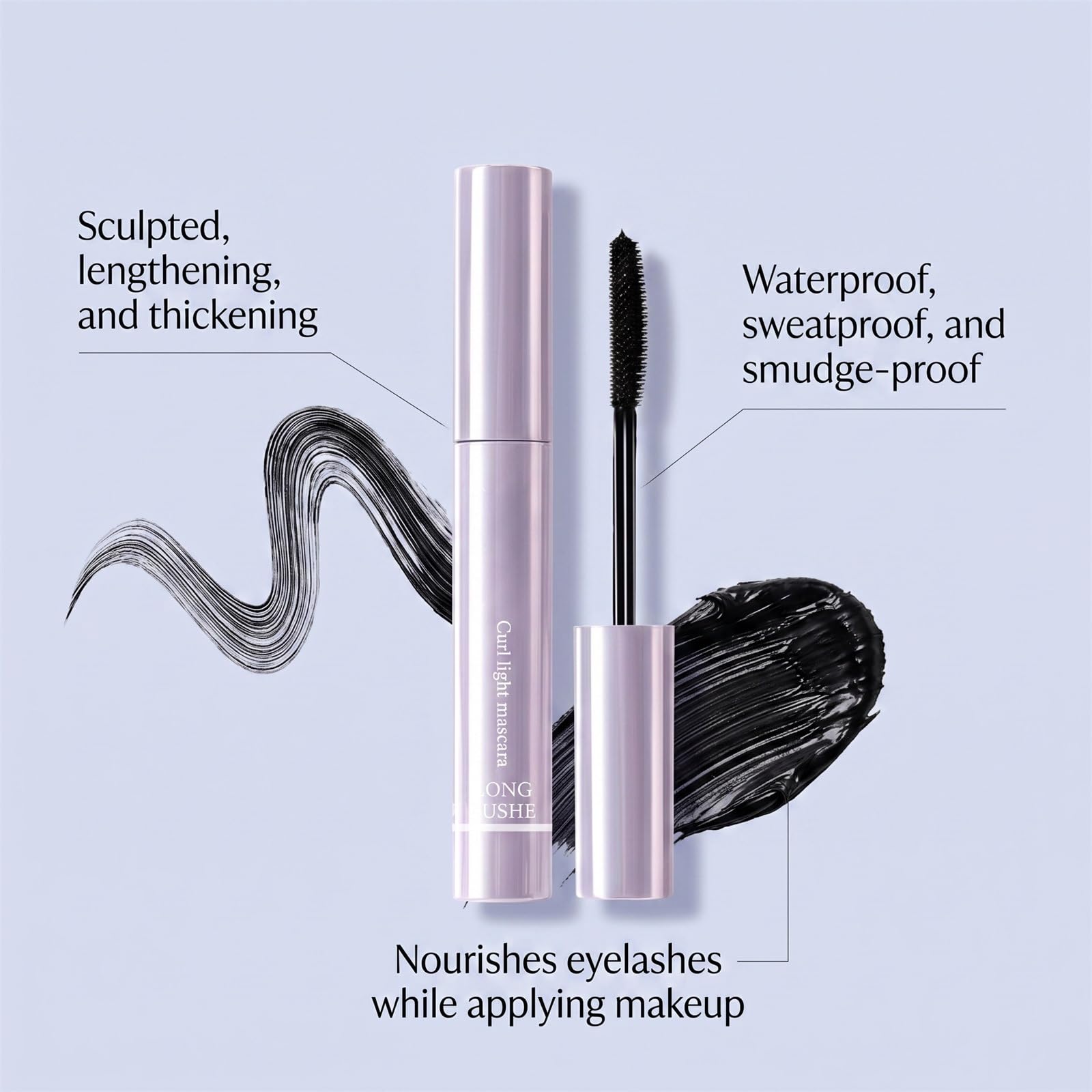 Mascara impermeabile ultra sottile per ciglia sottili e corte,Mascara nero fine | Mascara per donne anziane, fine effetto ciglia finte progettato per occhi sensibili trucco donna allungante e addensante