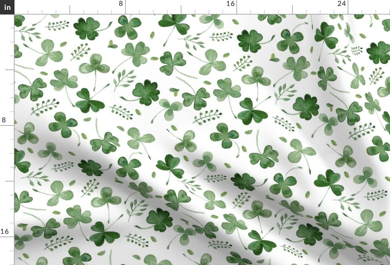Spoonflower Fabric - Watercolor Shamrocks Shamrock Clover Green Patricks Day Irish Printed on Upholstery Velvet Fabric Fat Quarter - Upholstery Home Decor Bottomweight Apparel