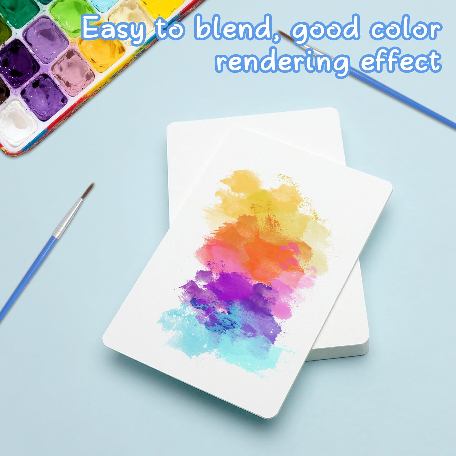 VOSSOT – 50 Hojas De Papel Para Acuarela De 300g, Formato 10x15 Cm, Superficie Lisa Y Resistente Al Agua, Ideal Para Acuarela, Acrílico Y Gouache