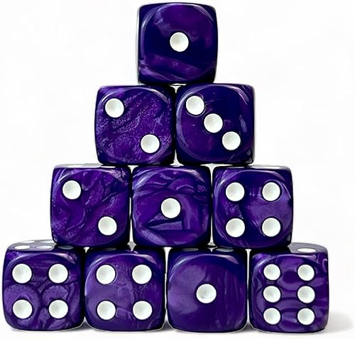 Luck Lab Paquete de 10 dados D6 Dados acrílicos para juegos de mesa y juegos de mesa RPG MTG DND (perla morado)