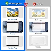 Vista 6 de 50 inch Small Projector Screen, Goldengrainv Retractable Pull Up Screen, Floor Projector Screen, 16:9 4K Portable Screen for Projector, Roll Down