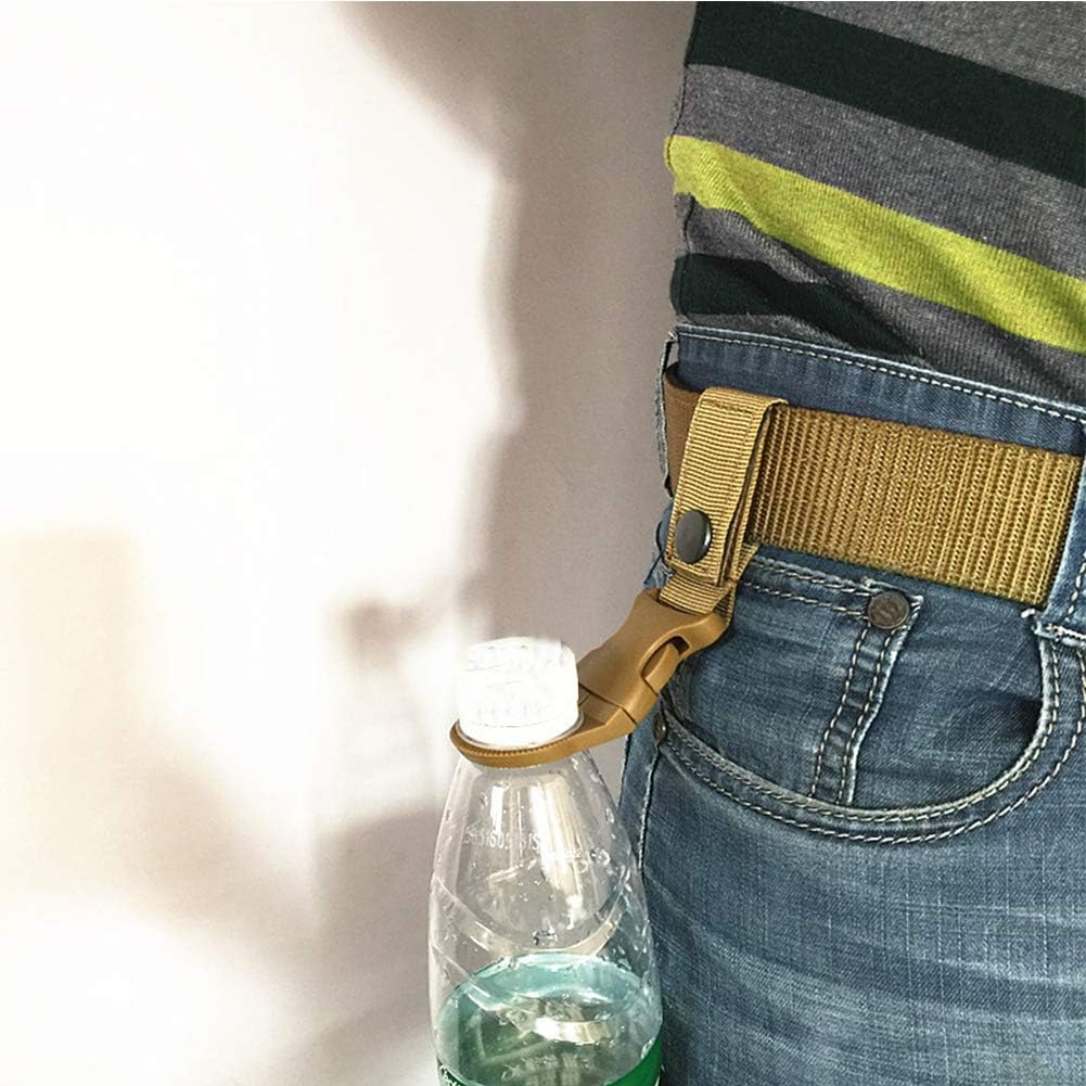 Hanging Bottle Buckle Clip Carabiner,Portable Mineral Water Bottle Ring Holder Keychain Belt Webbing Strap for Outdoor Camping Hiking Traveling