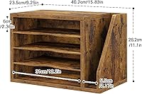 Vista 3 de File Organizer Desktop, Wood Desk Organizer with 3 Adjustable Shelves, Mail Paper Sorter for Office, Home, File Holders for Envelopes, Mail Supplies