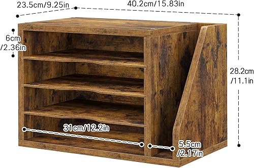 Miniatura 3 de File Organizer Desktop, Wood Desk Organizer with 3 Adjustable Shelves, Mail Paper Sorter for Office, Home, File Holders for Envelopes, Mail Supplies