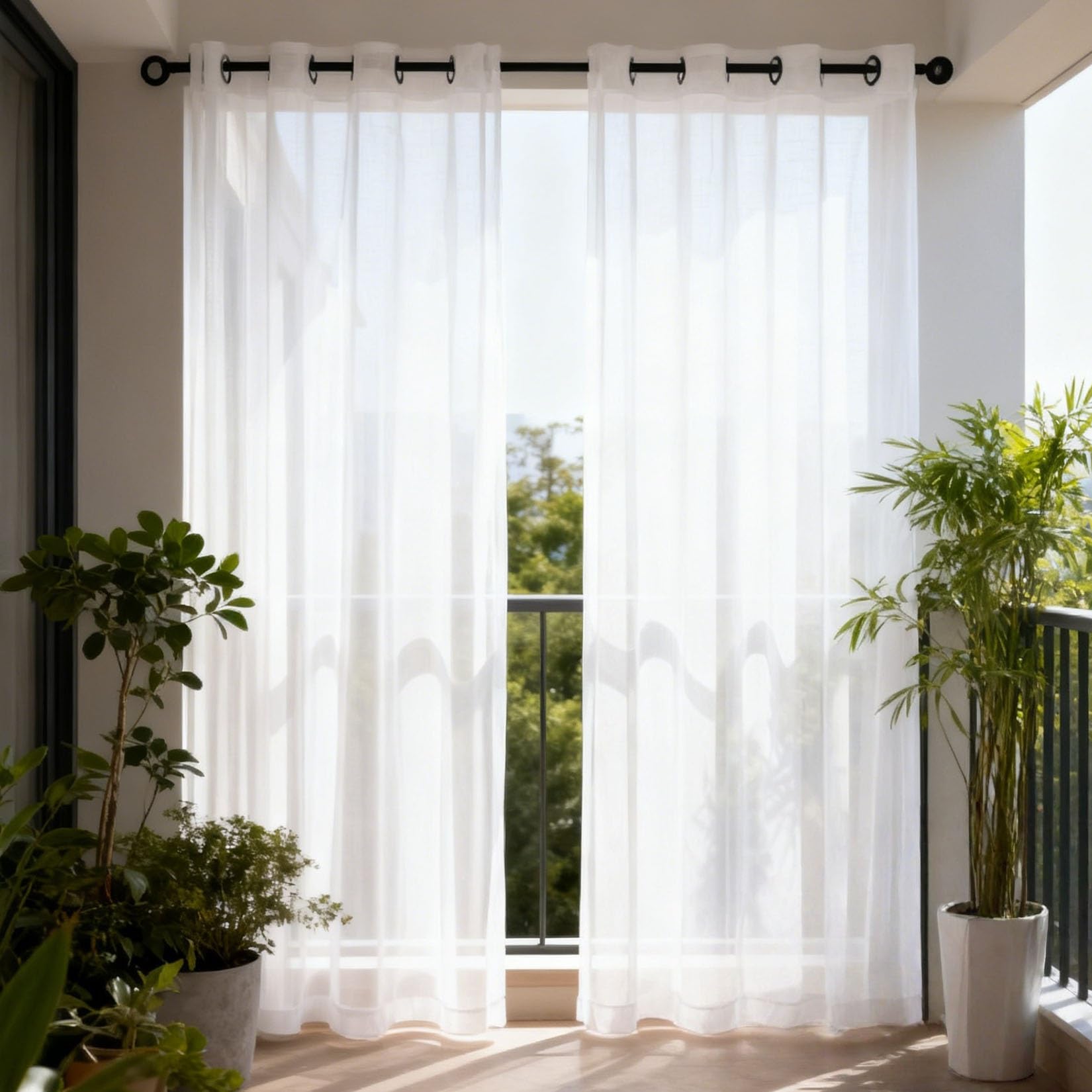 Cortinas visillos con ojales muy finitas que permiten la entrada de luz