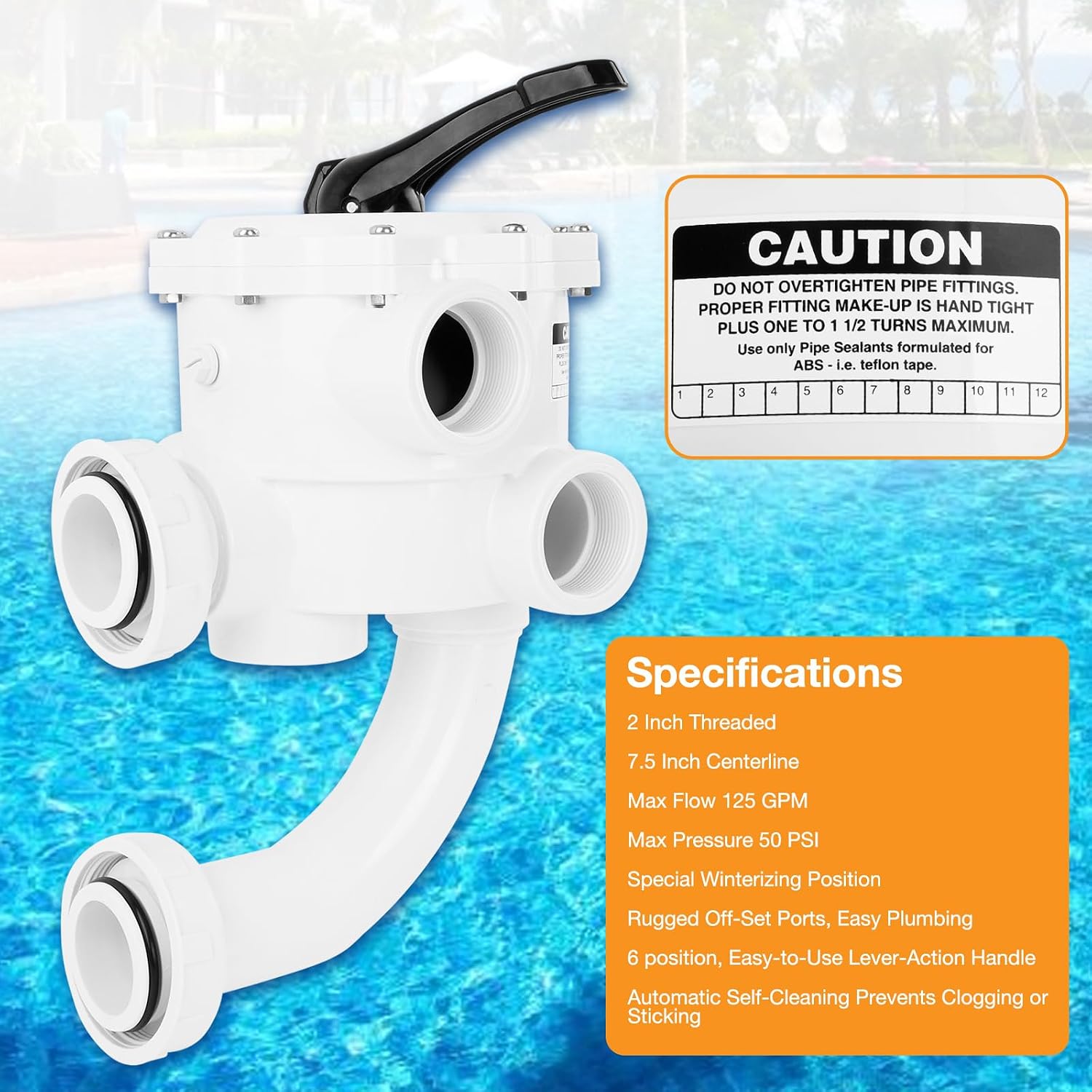 261055 Multiport Valve Compatible with Triton C, II, HD; Quad Pool and Spa D.E. Filter Models QUAD60, QUAD80, QUAD100 Side Mount Sand Filters 2" Threaded Port, 71/2 Inch Centerline