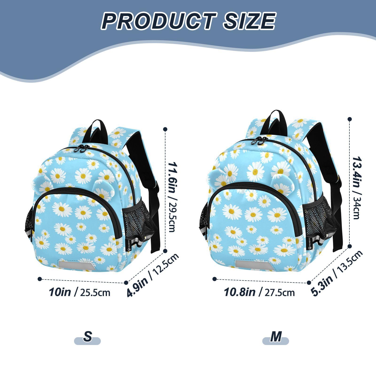 Daisy Flower Field Toddler Harness Backpack for Boys Girls 3-6 Years Kids Backpack with Anti Lost Safety Leash Baby Harness Bookbag for Walking Travel Preschool