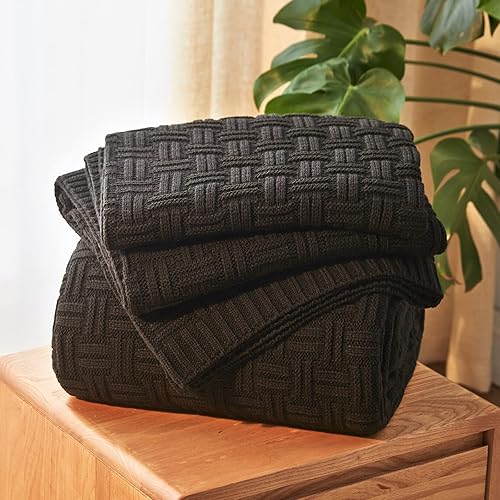 Manta de 50 x 60 pulgadas, manta acrílica suave y acogedora, manta de punto trenzado para sofá, cama, rosa intenso