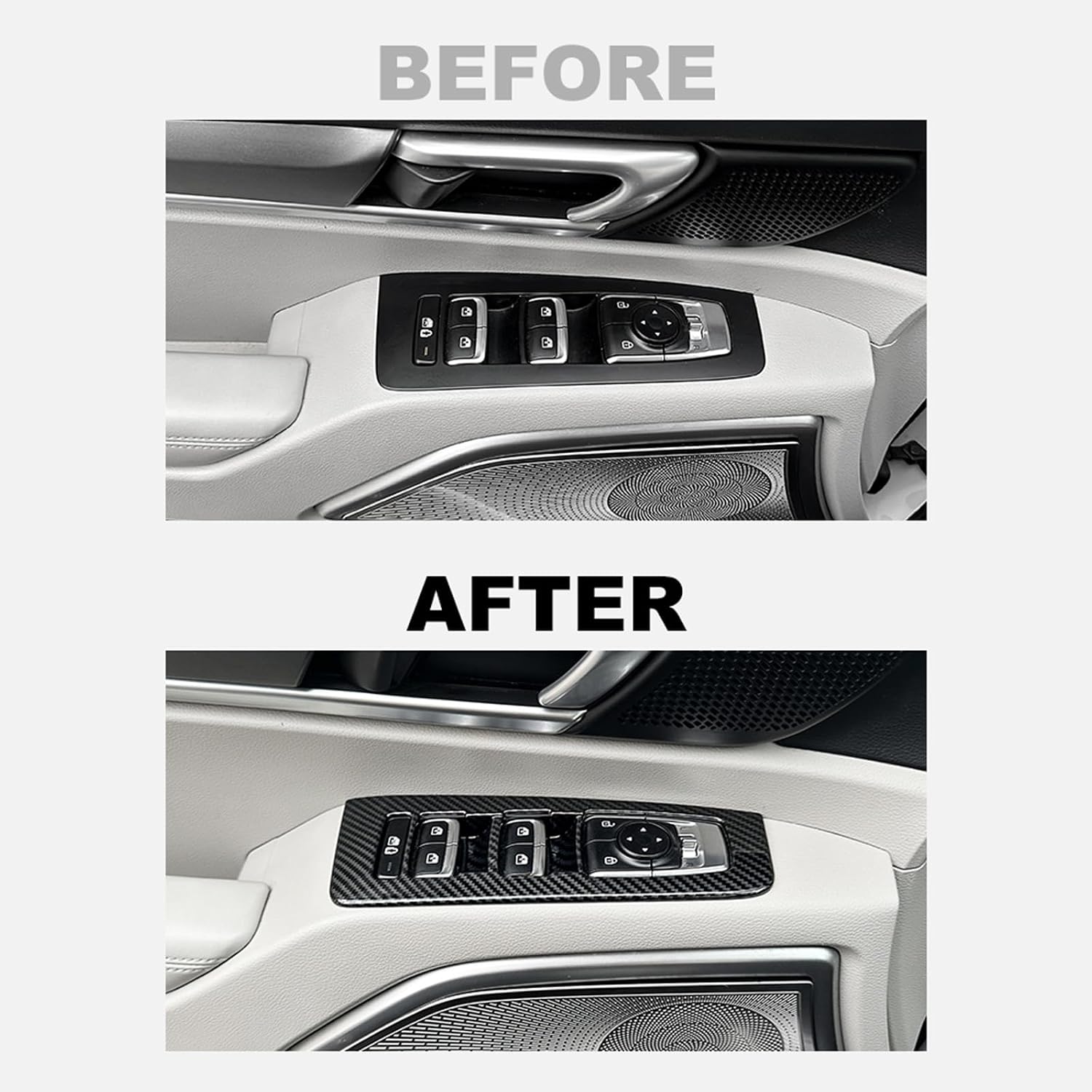 4PCS Car Window Switch Panel Cover Side Door Lock Lift Control Button Frame Panel, Lift Door Panel Frame Cover, Compatible with Kia Telluride 2020-2024 Accessories (Carbon Fiber Pattern)