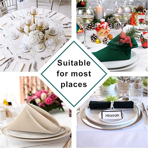 Miniatura 6 de Hiasan Juego de 6 servilletas de tela, 18 x 18 pulgadas, lavables color beige con bordes con dobladillo para restaurantes, bodas y vacaciones