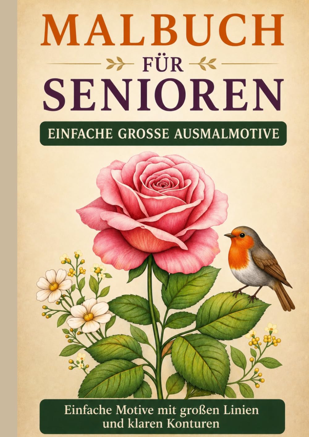 Malbuch für Senioren - Einfache grosse Ausmalmotive: Einfache Motive mit großen Linien und klaren Konturen