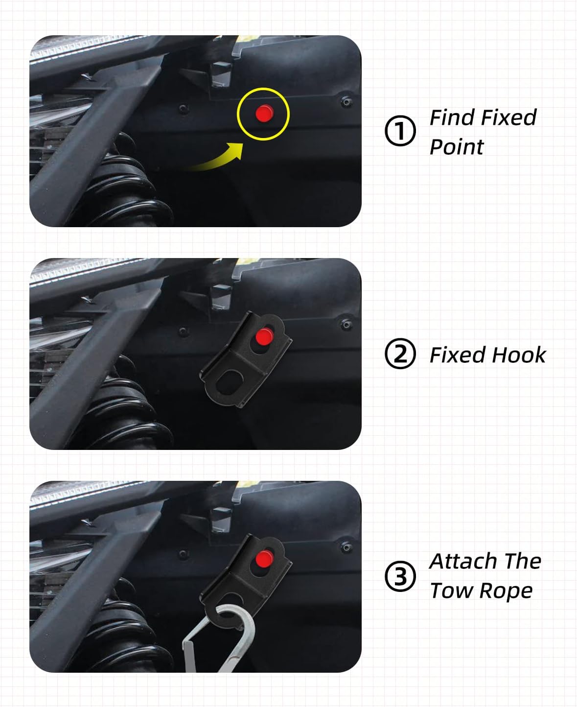 QUICKWOLF Maverick X3 Tie Down Brackets Compatible with Can Am Maverick X3 Tie Down Hooks 2017-2024
