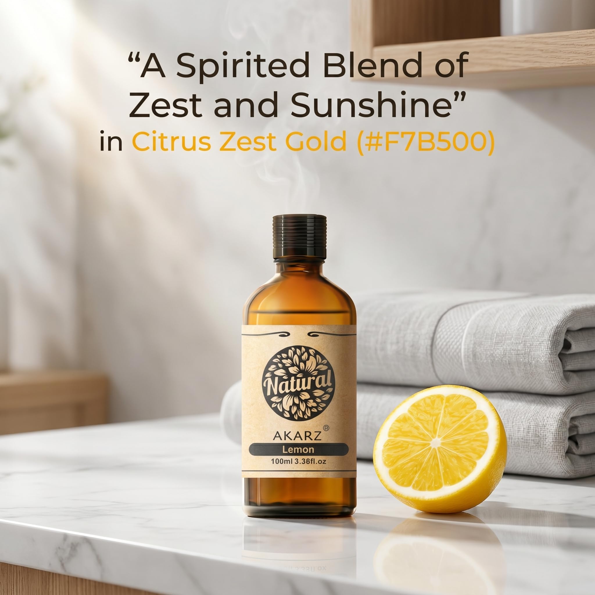 AKARZ 100ml Olejek esencjny z Cytryny - Naturalny olejek aromatyczny do dyfuzorów, lamp aromatycznych i aromatów pomieszczeń