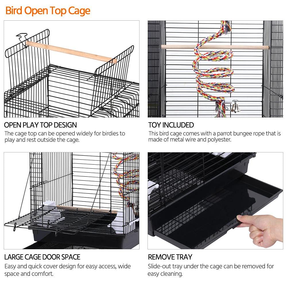 Yaheetech Open Play Top Travel Bird Cage For Conure Sun