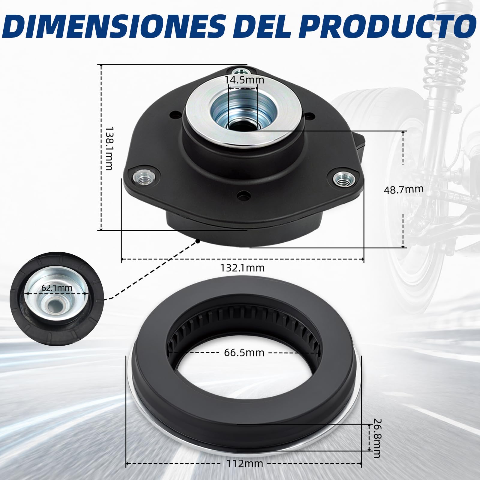 Kit copelas eje delantero para VW Golf Passat Touran, 4 piezas | Kit robusto de soporte de amortiguador de goma y metal. Para VW Golf 5/6, Tiguan y Caddy. Eje delantero duradero