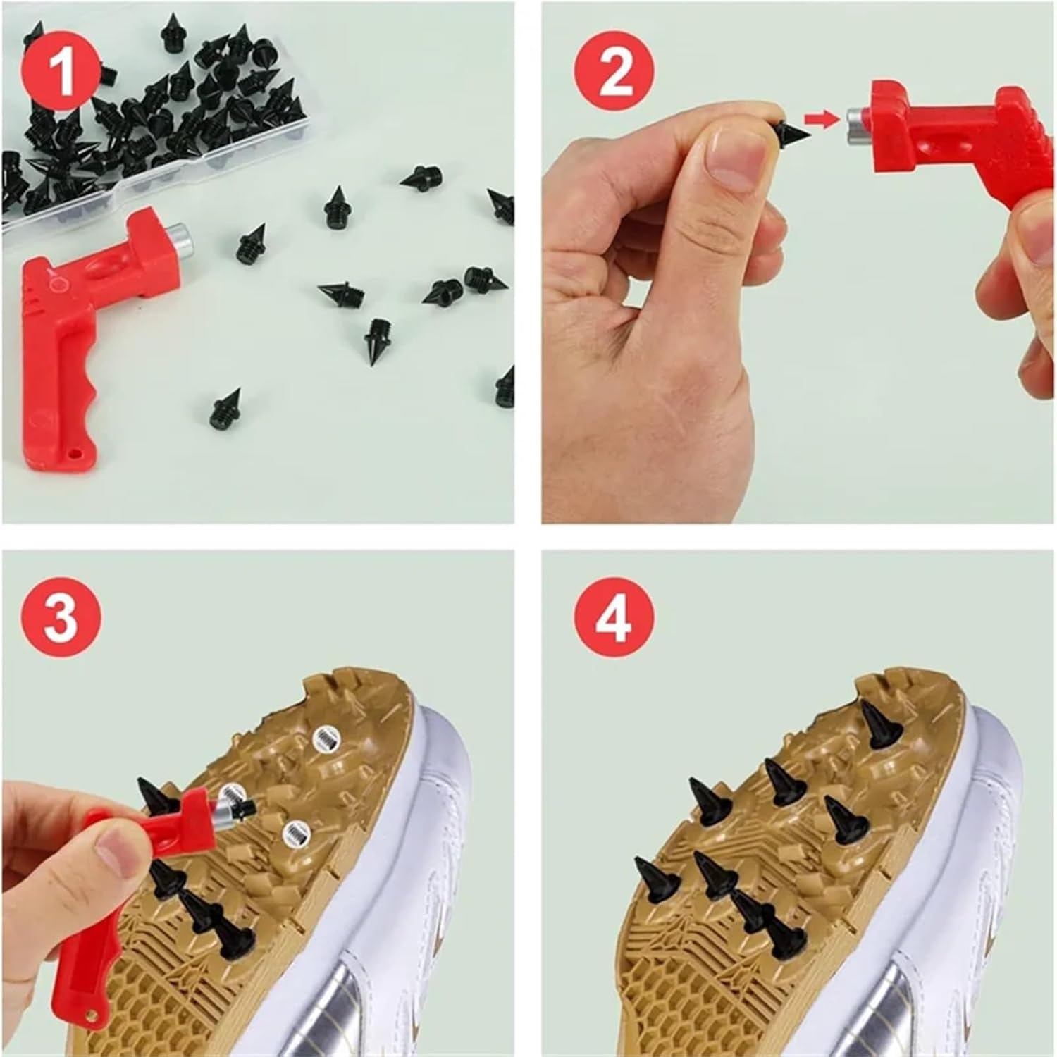 200/400PCS 1/4Inch Carbon Steel Track Spikes Replacement with Wrench Tool Shoe Running for Sports Shoes