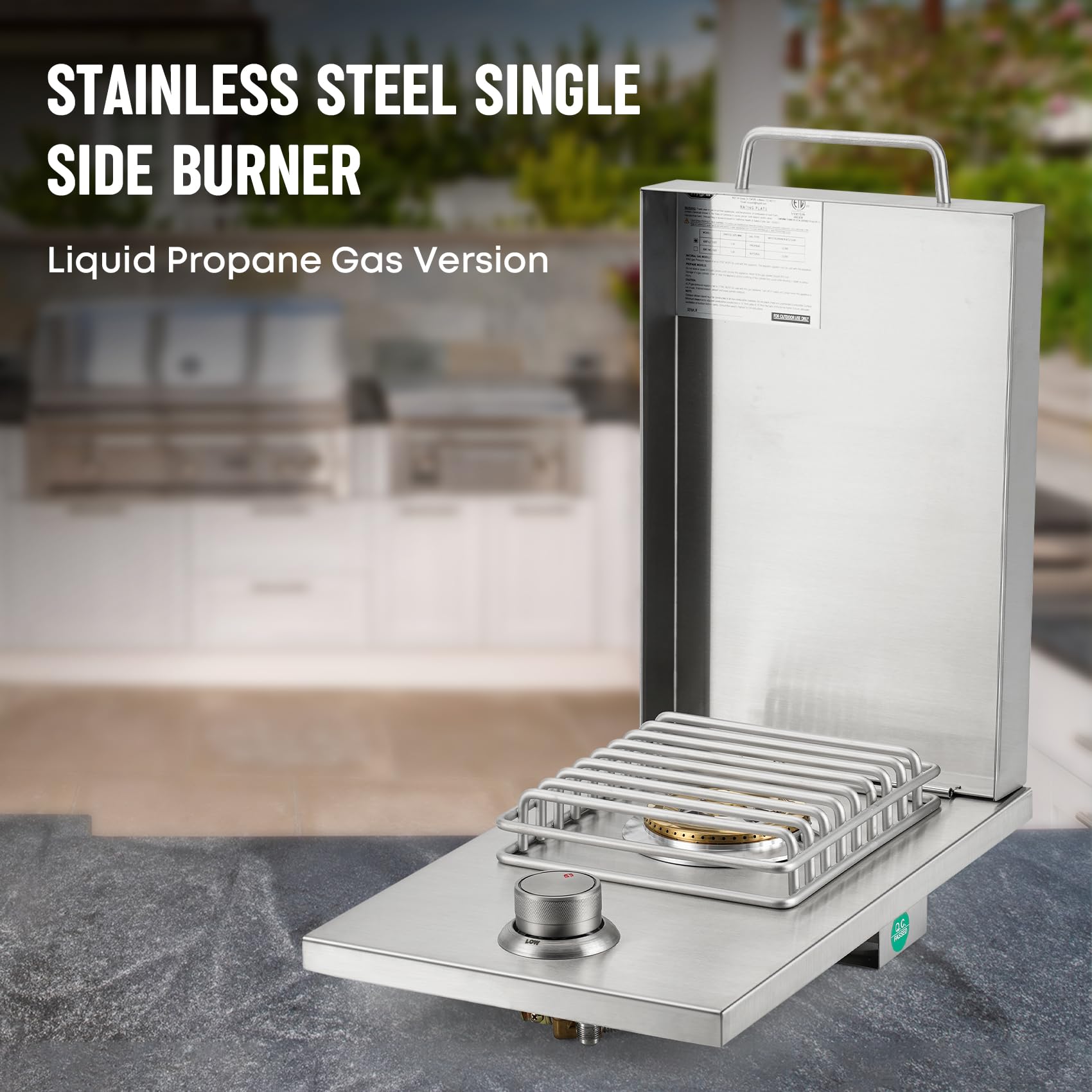 Hygrill - Quemador lateral integrado de acero inoxidable para isla de barbacoa al aire libre, cocina al aire libre, propano líquido, gris 5