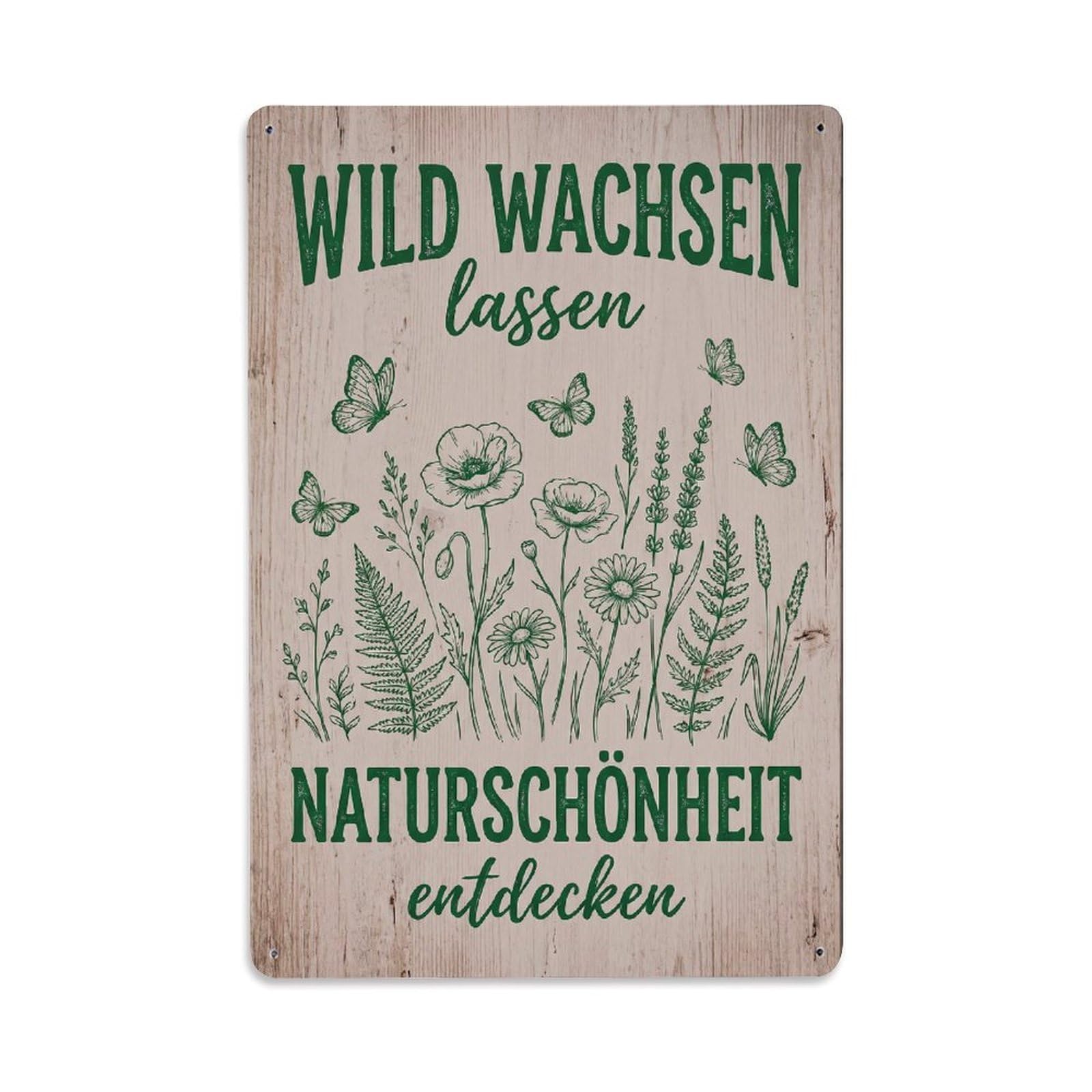 Vintage Funny Garden Grow Wild Rustic Gate Composting Metal Tin Sign Plaque Wall Decor for Cafe, Club Bar, Office, Garden Metal Poster 8x12Inch