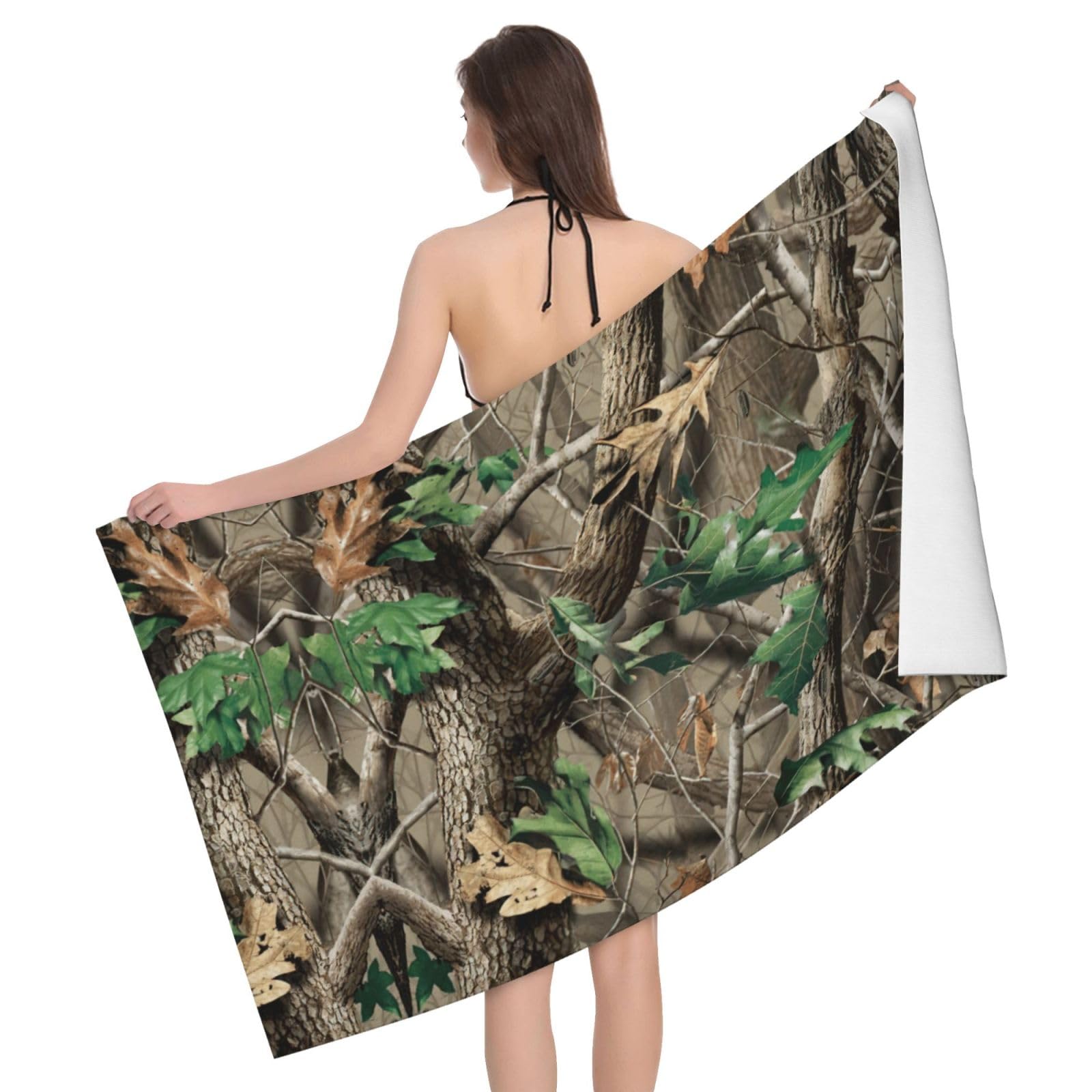 Serviette de bain microfibre camouflage Hardwoods pour plage voyage et piscine