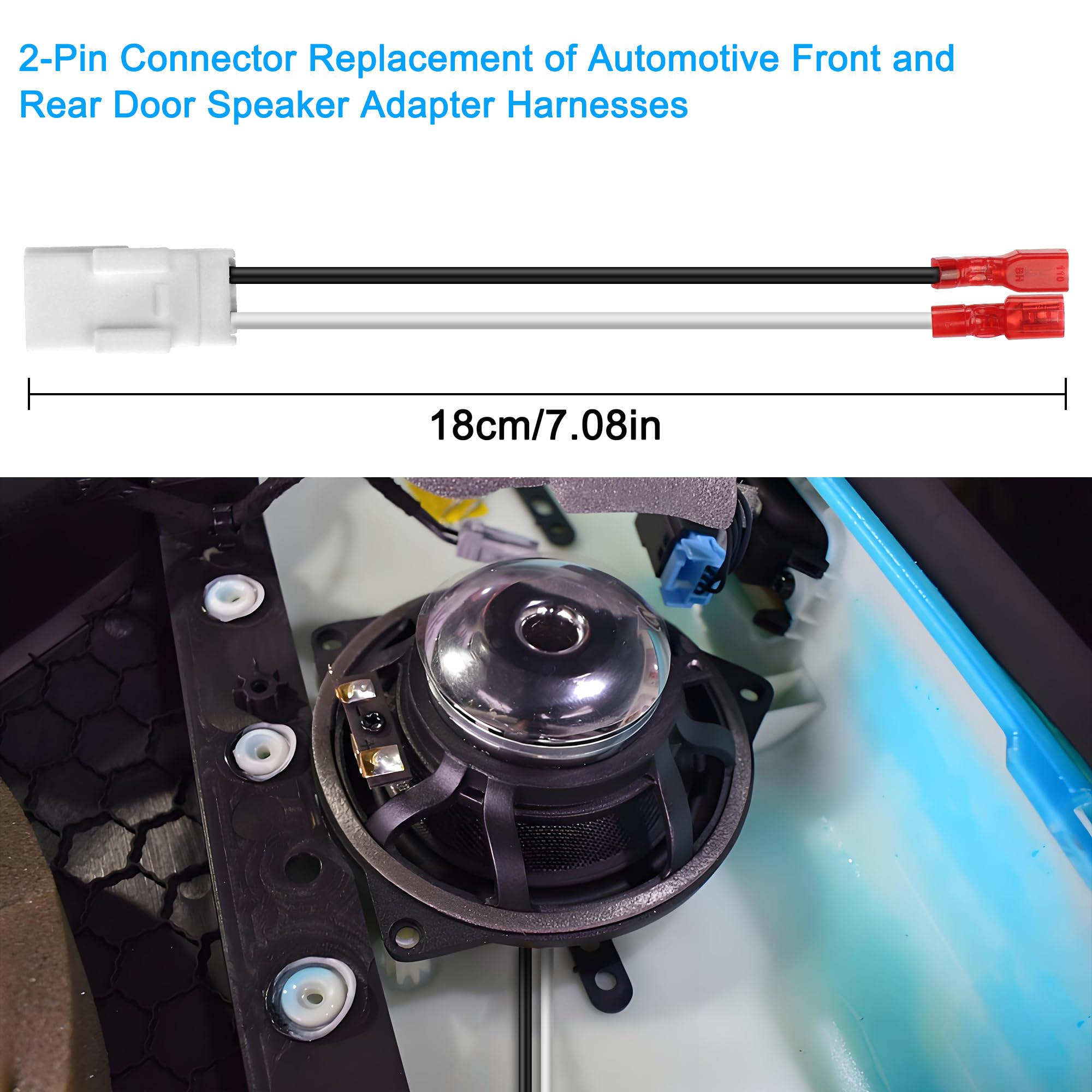 MEIRIYFA 72-6514 Głośnik Wiązka Kabli - Wtyczka Adapter do Drzwi dla Jeep Dodge Chrysler - Przednie i Tylne Drzwi (4 szt.)