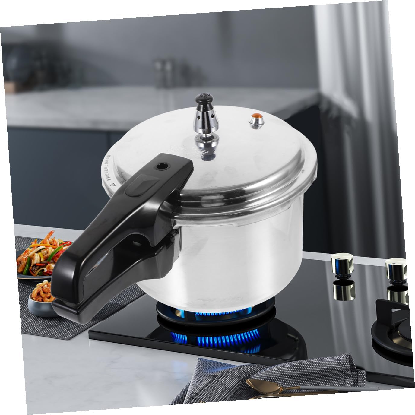 Angoily High Pressure Cooker Aluminum Alloy Polished Base Stove Top Pressure Pot for Gas and Induction Stoves Compact Household Kitchen Accessory with Ergonomic Handle for Quick and