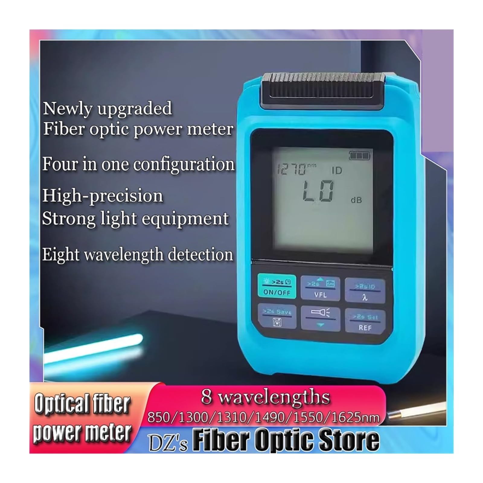 Testeur de Fibre Optique Mini Compteur De Puissance Fiber Optique Multifonction 4 en 1, 10MV, -50 ~ + 30dBm, Localisateur Visuel Défauts-70 À + 10dBm, Test Câble Réseau | A